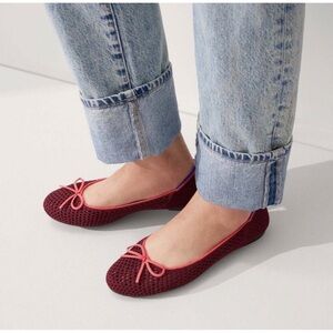 Rothy's The Ballet Flat Bow Berry Mesh Size 8 NWOB